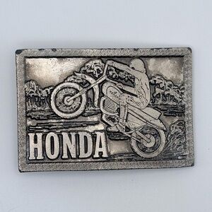 Vintage Silver-tone Honda Motorcycle Belt Buckle